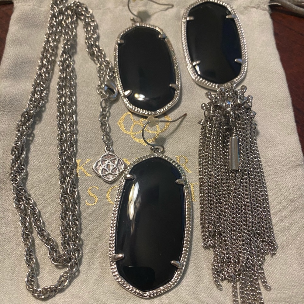 Kendra Scott necklace and earrings.